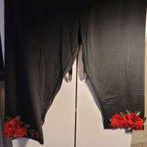 Ladies Pants with red floral embroidered 5XL or Plus 16 US